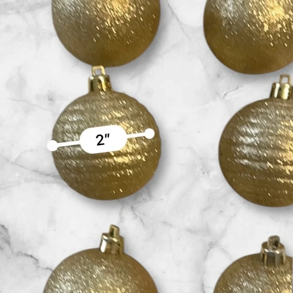 Gold Glitter coated glass Holiday Christmas Ornaments 2 x 2.5 inch